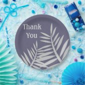 感謝の紫の葉シルエット ペーパープレート (パーティー)