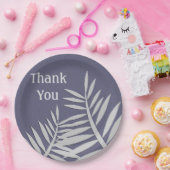 感謝の紫の葉シルエット ペーパープレート (パーティー)