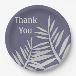感謝の紫の葉シルエット ペーパープレート