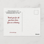 感謝の聖書の言葉 フィリピ 1:3 ありがとう ポストカード (裏面)