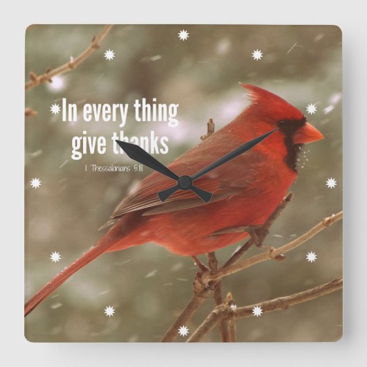 感謝の聖書の詩を与えて下さい スクエア壁時計 (正面)