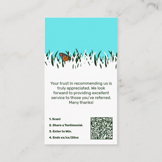 🦋感謝の芝生バタフライ紹介ありがとう 名刺 (裏面)