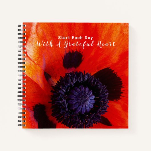 感謝の花とポピーハート引用文 ノートブック (正面)