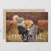 感謝の葉 |感謝祭のフォトカード シーズンカード (正面/裏面)