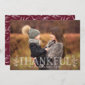 感謝の葉 |感謝祭のフォトカード シーズンカード (正面/裏面)