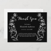 感謝の葬儀白黒ヴィンテージ花 ポストカード (正面/裏面)