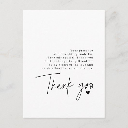 感謝の言葉 ウェディング ハート 感謝のメッセージ ポストカード (正面)