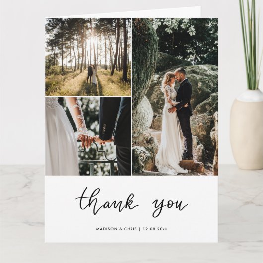 感謝の言葉 ウェディング フォト コラージュ サンキューカード (正面)