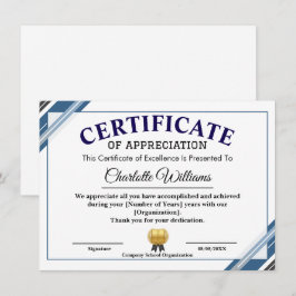 感謝の証明書 - 職業上の認定 エンクロージャーカード