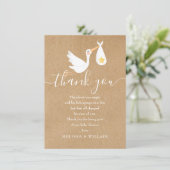 感謝の詩 赤ちゃん男の子シャワー ストーク ラスティック サンキューカード (スタンド正面)