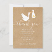 感謝の詩 赤ちゃん男の子シャワー ストーク ラスティック サンキューカード (正面)