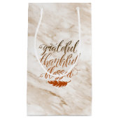 感謝の賛美モダン大理石の羽毛 スモールペーパーバッグ (正面)