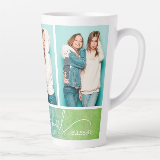 感謝の賛美三モダン枚の写真 カフェラテマグ (右)