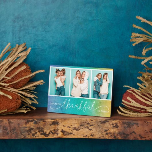 感謝の賛美三モダン枚の写真 フォトプラーク (側面)