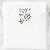 感謝の賛美濃緑タイポグラフィ 楕円形シール (バッグ)