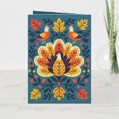 感謝の賛美秋の葉と七面鳥 カード (裏面)