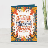 感謝の賛美秋の葉と七面鳥 カード (正面)