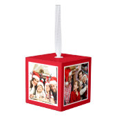 感謝の賛美3フォトコラージュ赤 キューブオーナメント (裏面アングル)