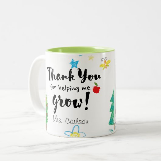 感謝の贈り物を育救済ててくれてありがとう ツートーンマグカップ (正面左)