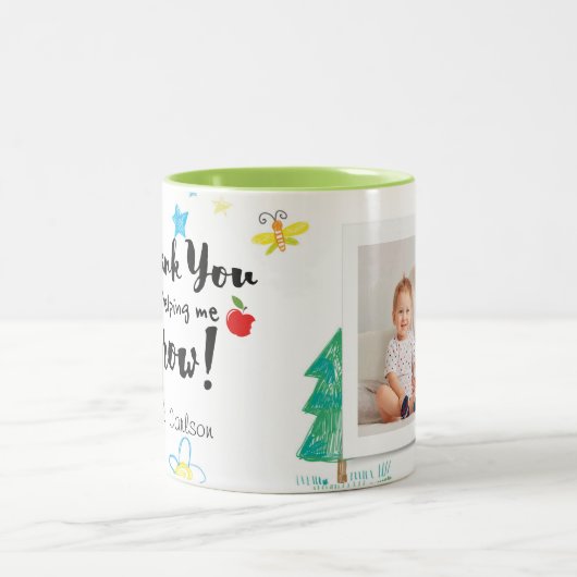 感謝の贈り物を育救済ててくれてありがとう ツートーンマグカップ (中央)