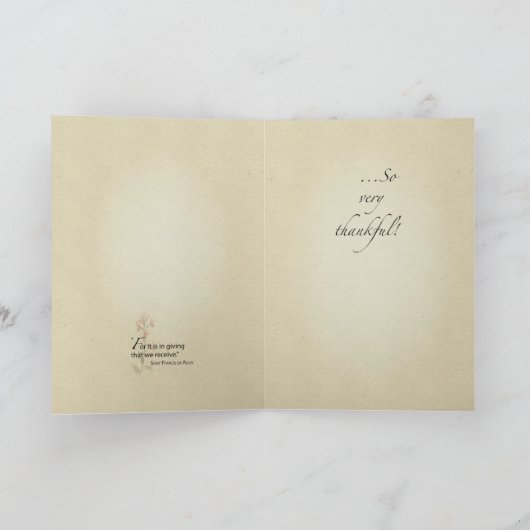 感謝の赤い山花、宗教的 サンキューカード (内部)