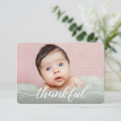 感謝の赤ちゃん女の子の写真ピンク赤ちゃんシャワー 招待状 (スタンド正面)