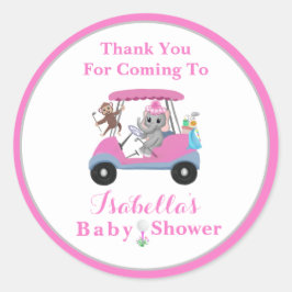 感謝の赤ちゃん女の子ゴルフ象&サル ラウンドシール