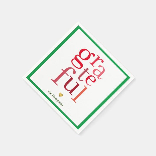 感謝の赤モダンタイポグラフィクリスマス スタンダードカクテルナプキン (角)