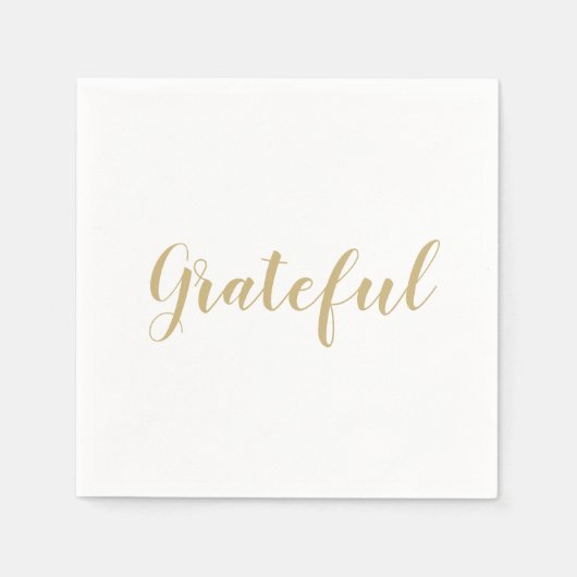 感謝の金ゴールドスクリプトかわいい感謝祭紙 スタンダードカクテルナプキン (正面)