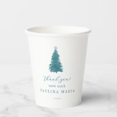 感謝の雪の多くの冬キンセアニェラ松の木 紙コップ (正面)