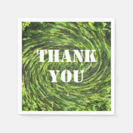 感謝の食事グリーンスワール抽象芸術ありがとう スタンダードカクテルナプキン