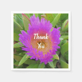 感謝の食事明るい紫色の花ありがとう スタンダードカクテルナプキン