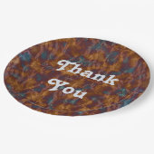 感謝の食事金ゴールド青スワールカラーサンキュー ペーパープレート (アングル)