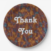 感謝の食事金ゴールド青スワールカラーサンキュー ペーパープレート (正面)