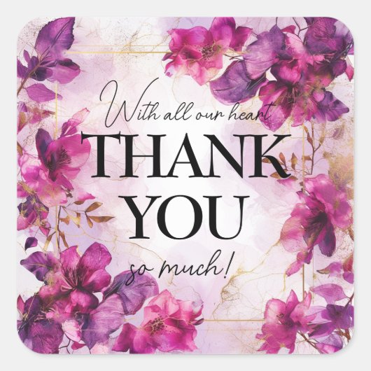 感謝の魔法：水色 スクエアシール (正面)