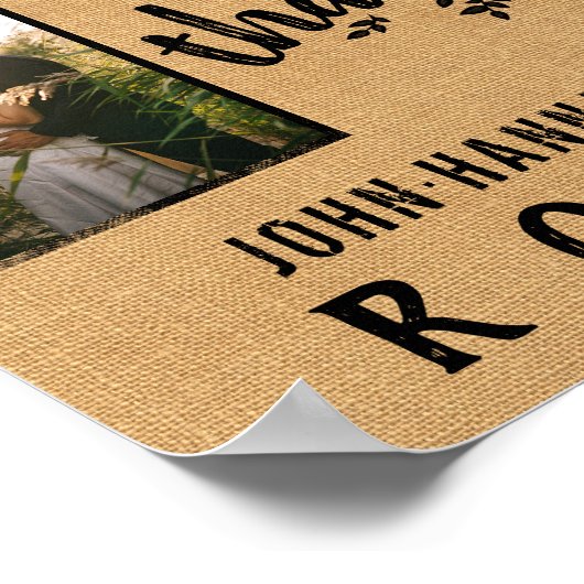 感謝のBurlapファームハウス7家族の写真コラージュ ポスター (角)