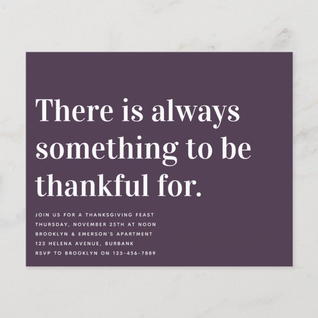 感謝はっきりした感謝祭ディナー招待状 (正面)