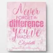 感謝は決して忘れピンクの退職 フォトプラーク (正面)