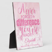 感謝は決して忘れピンクの退職 フォトプラーク (側面)