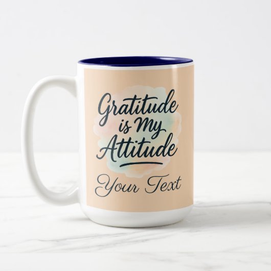 感謝は私の態度の水の色カスタマイズ可能 ツートーンマグカップ (左)