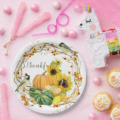 感謝ひまわり水カラーフローラ秋カボチャ ペーパープレート (パーティー)