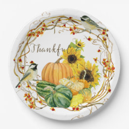 感謝ひまわり水カラーフローラ秋カボチャ ペーパープレート