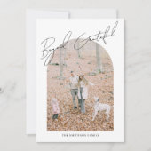 感謝をこえたモダン ミニマル フォト アーチ シーズンカード (正面)