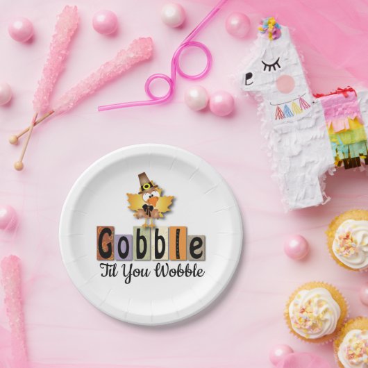 感謝を与えるゴブルまでウォブル七面鳥 ペーパープレート (パーティー)