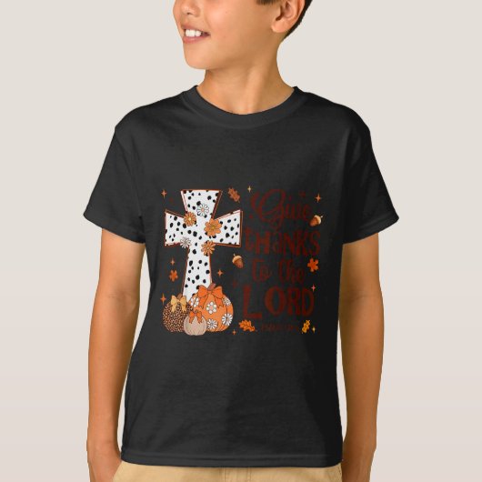 感謝を主に 秋のカボチャ 感謝祭 Tシャツ (正面)