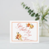 感謝を主に 秋の水彩花模様 ポ ポストカード (スタンド正面)