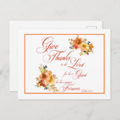 感謝を主に 秋の水彩花模様 ポ ポストカード (正面/裏面)