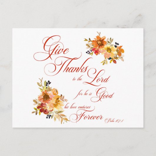 感謝を主に 《秋》 水彩花 ポストカード (正面)