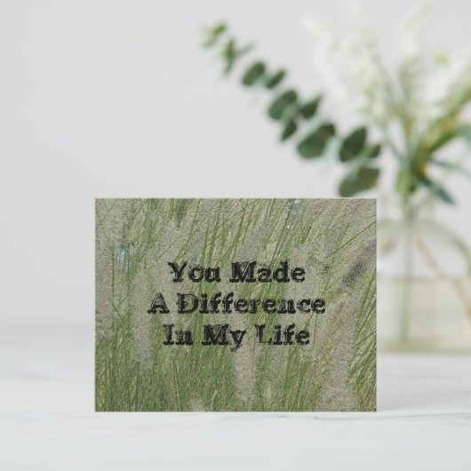 感謝を伝えよう:砂漠の草の背景の感謝カード ポストカード (スタンド正面)