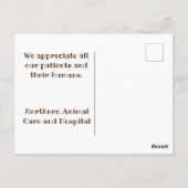 感謝を伝える野生の猫ブラウン動物ケア従事者 ポストカード (裏面)